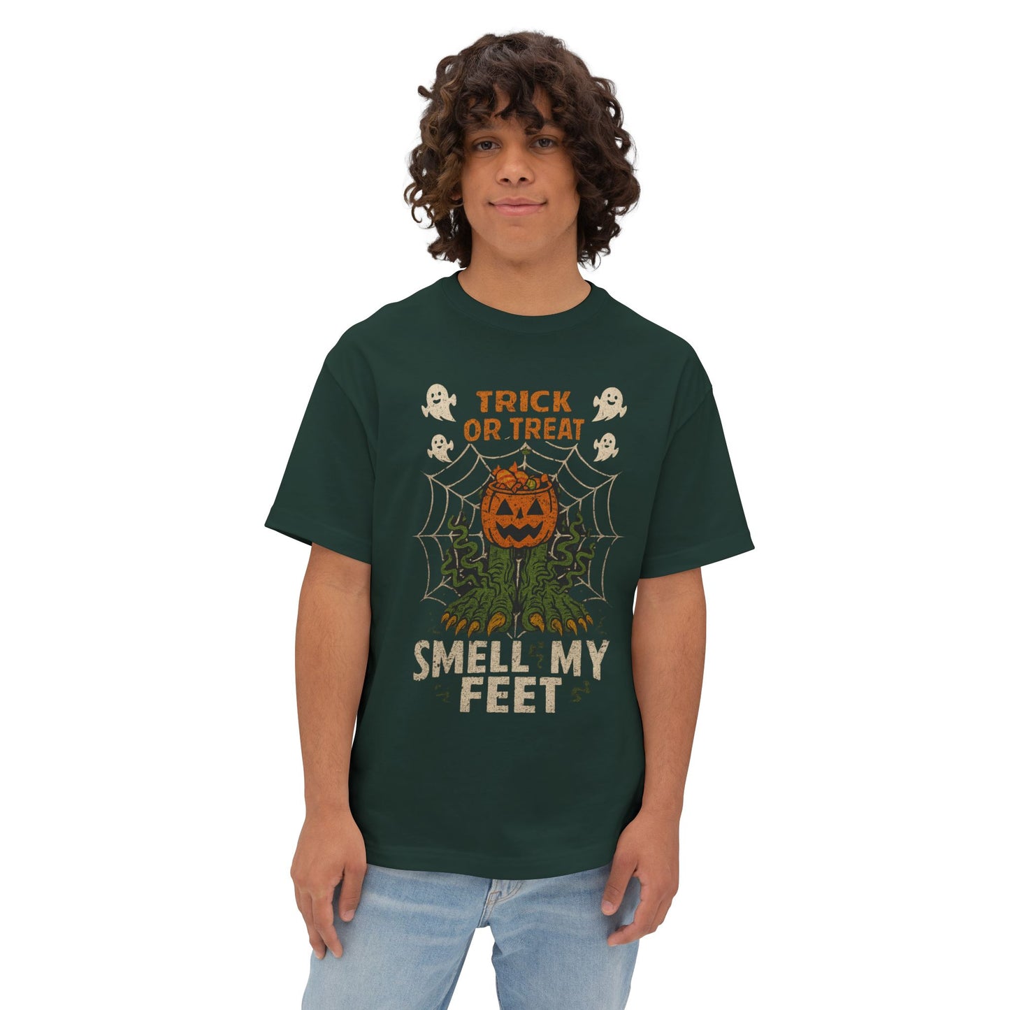 Halloween Boxy Tee, Unisex Halloween T-Shirt, Trick or Treat Shirt, Funny Holiday Tee, Spooky Season Apparel