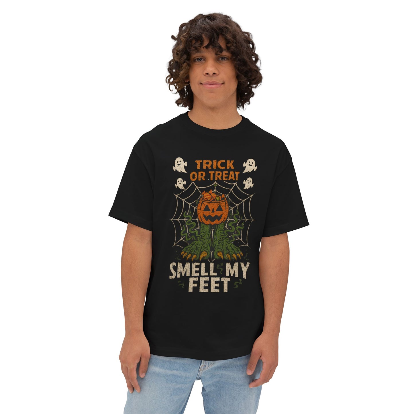 Halloween Boxy Tee, Unisex Halloween T-Shirt, Trick or Treat Shirt, Funny Holiday Tee, Spooky Season Apparel
