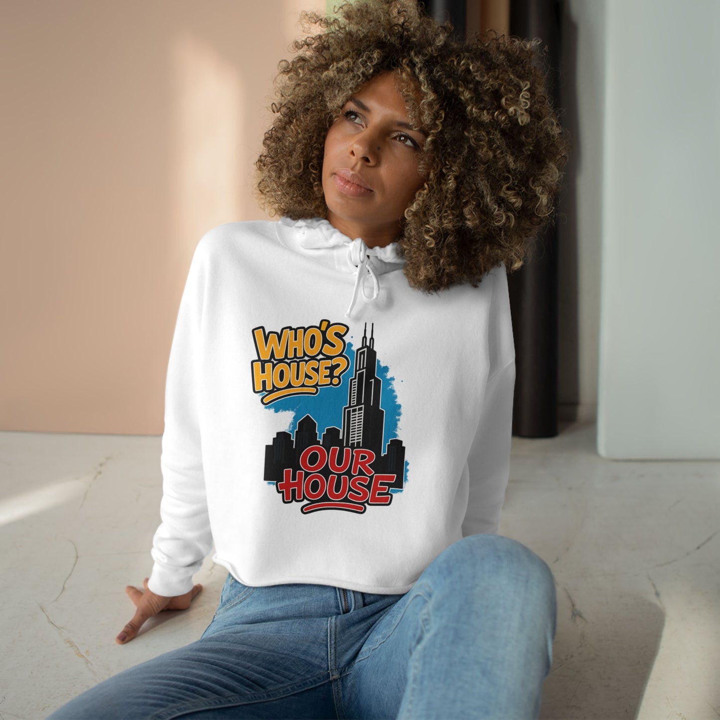 Chicago Our House Urban Vibe Crop Hoodie | Chic Streetwear, Perfect for Casual Outings, Gifts for Friends, Themed Parties, Distinctive Style