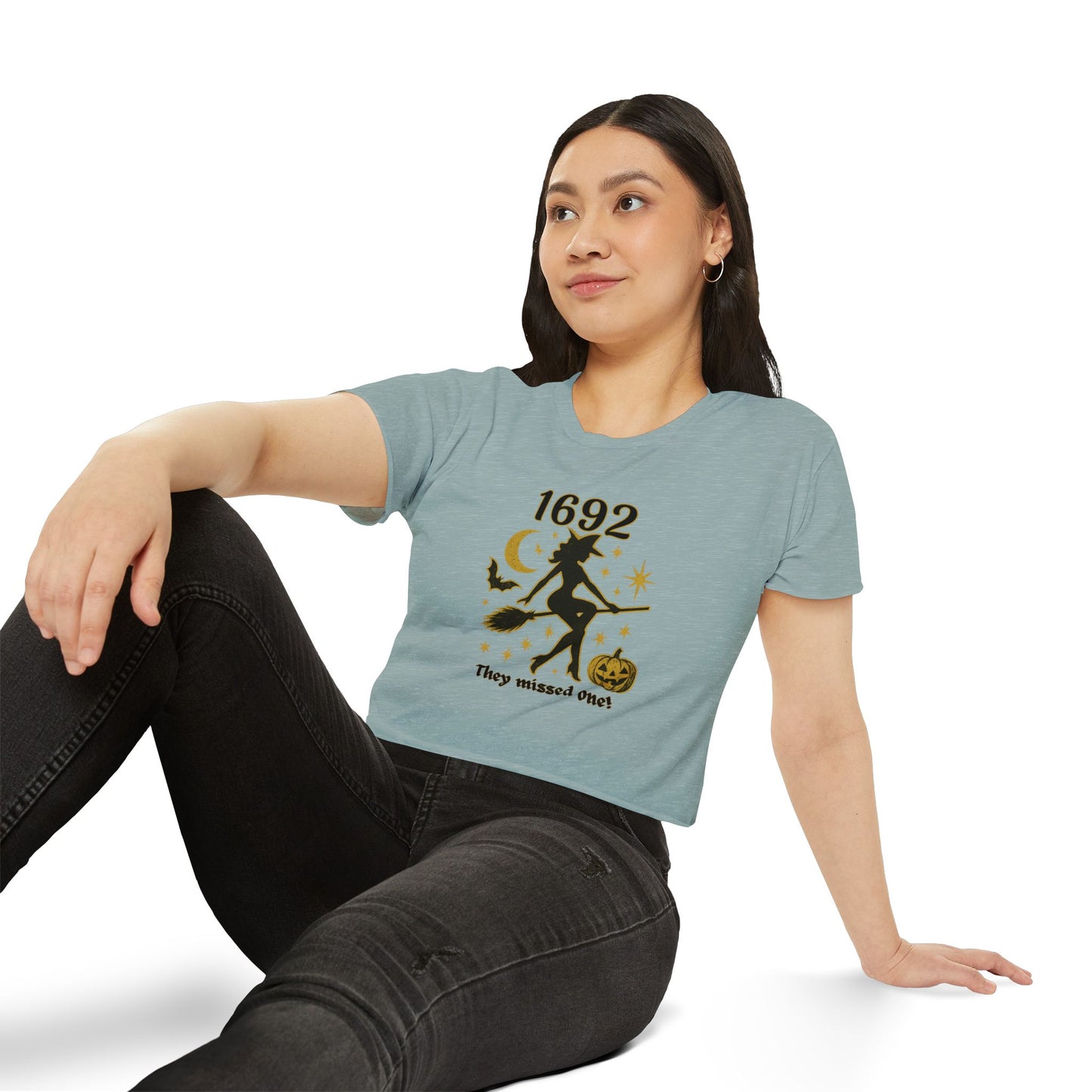 1692 Halloween Witch Crop Top, Festival Style Shirt, Autumn Fashion Tee, Casual Halloween Wear, Gift for Her, Stylish Crop Top
