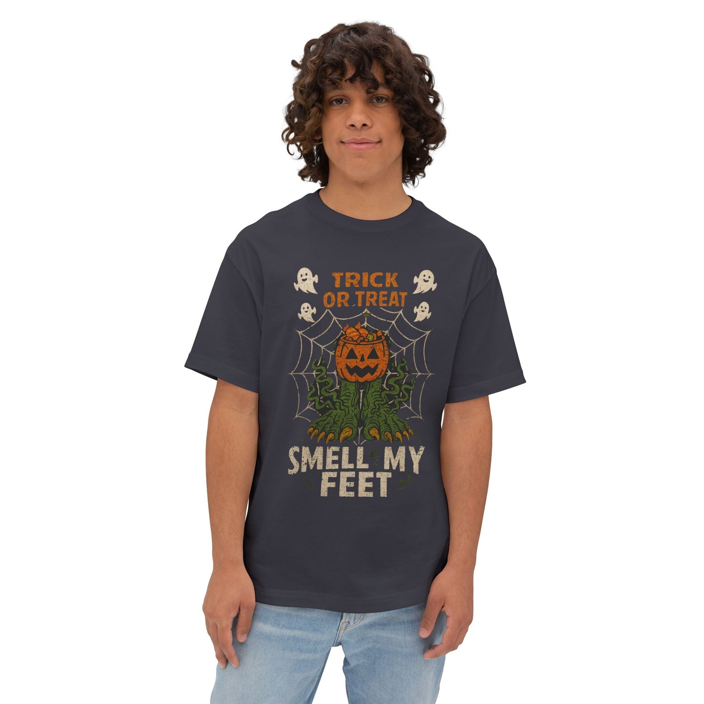 Halloween Boxy Tee, Unisex Halloween T-Shirt, Trick or Treat Shirt, Funny Holiday Tee, Spooky Season Apparel