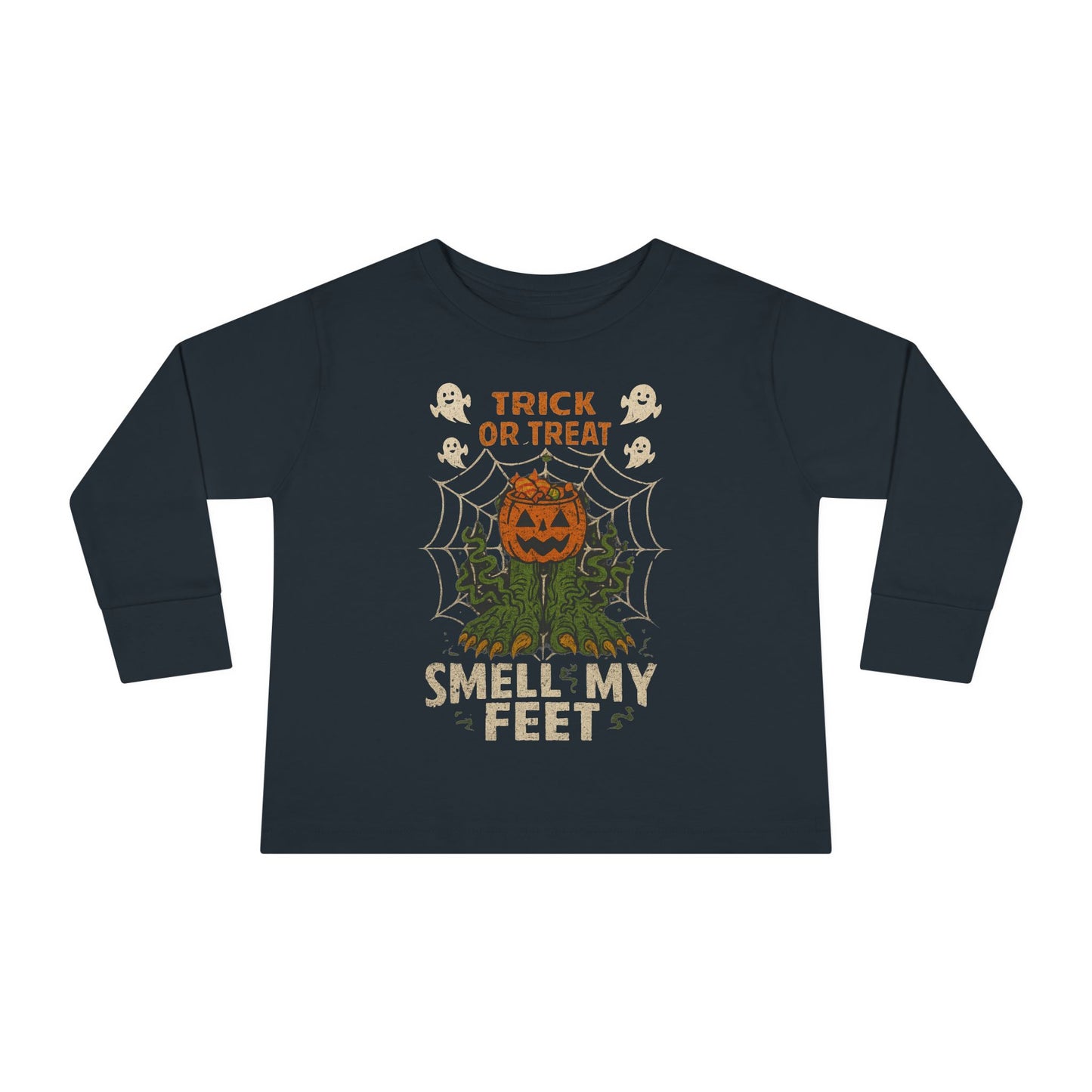 Halloween Toddler Long Sleeve Tee, Trick or Treat Shirt, Kids Pumpkin Top, Fall Apparel, Cute Halloween Outfit