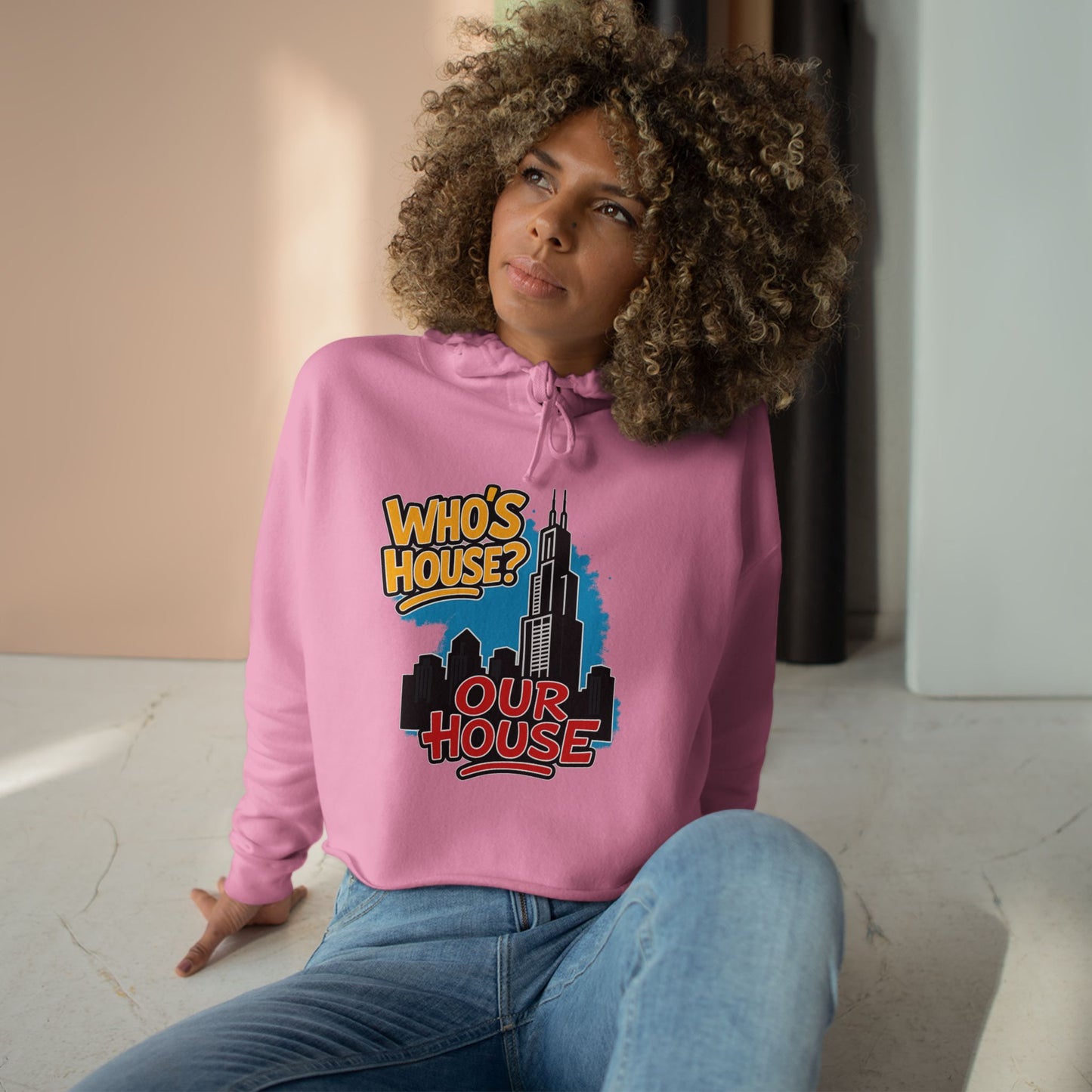 Chicago Our House Urban Vibe Crop Hoodie | Chic Streetwear, Perfect for Casual Outings, Gifts for Friends, Themed Parties, Distinctive Style