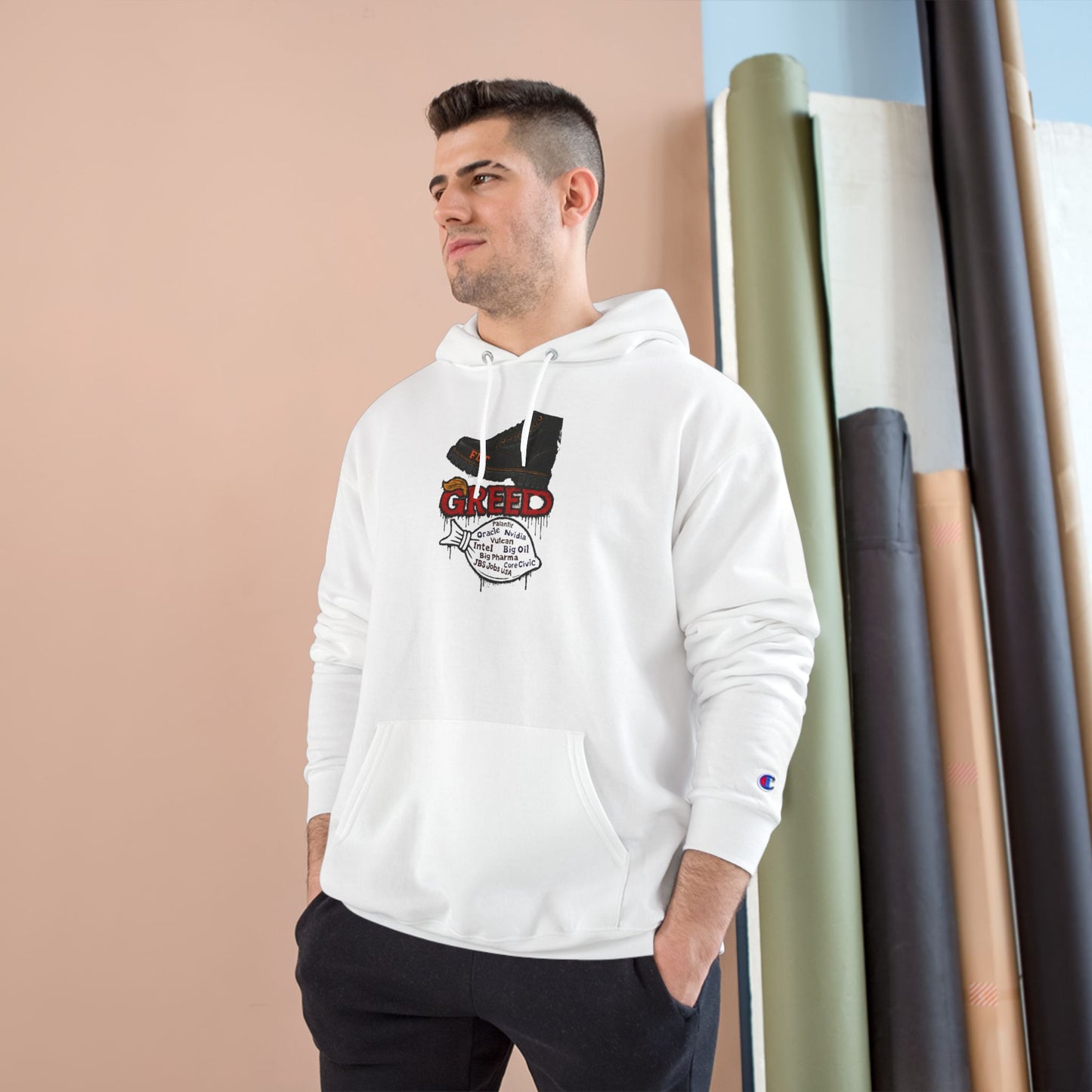 GREED Streetwear Champion Hoodie - Urban Casualwear, Trendy Outfit, Ideal Gift for Fashion Lovers
