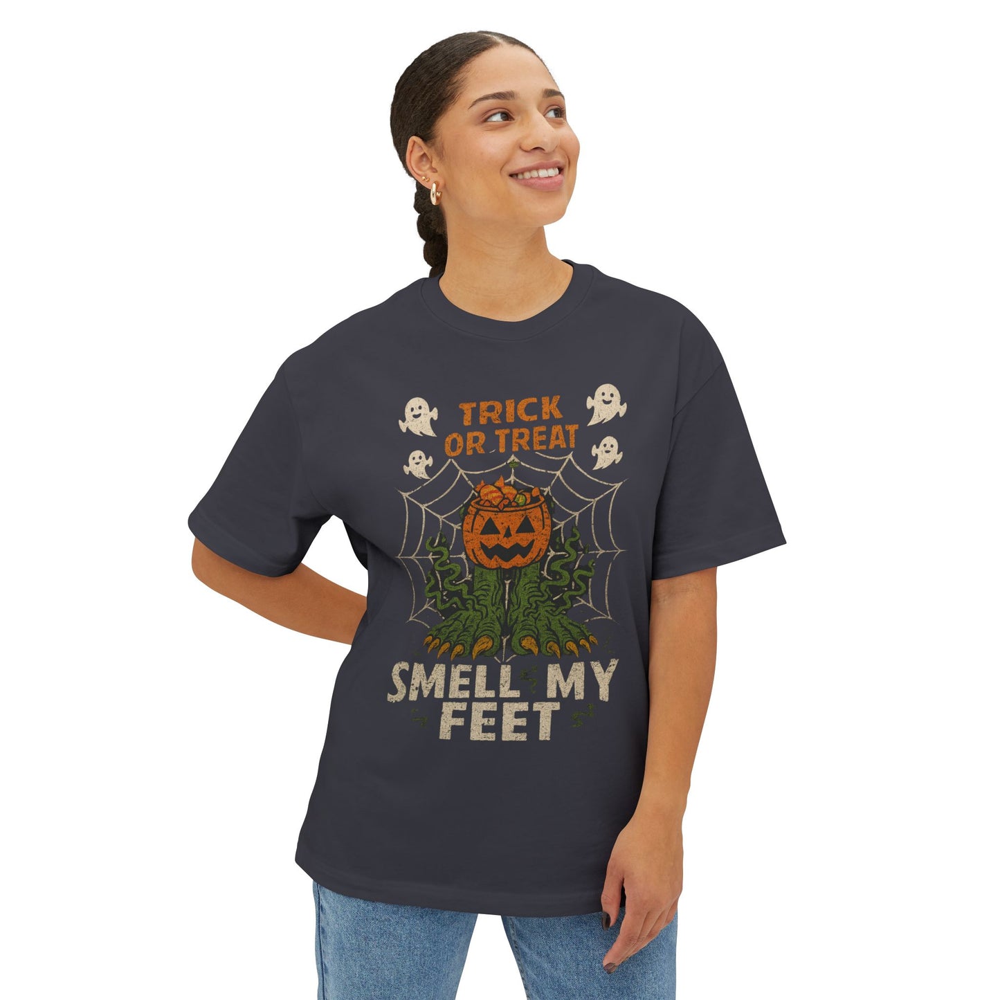 Halloween Boxy Tee, Unisex Halloween T-Shirt, Trick or Treat Shirt, Funny Holiday Tee, Spooky Season Apparel