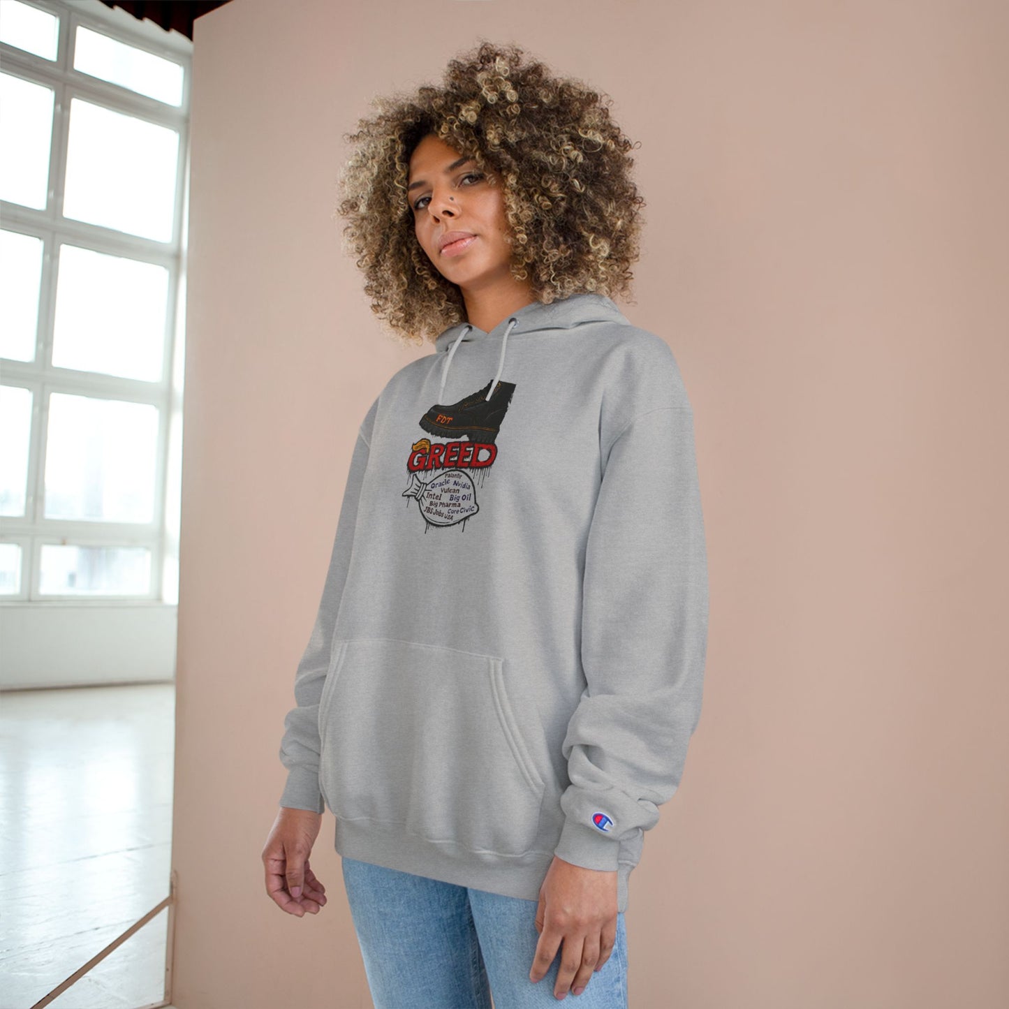 GREED Streetwear Champion Hoodie - Urban Casualwear, Trendy Outfit, Ideal Gift for Fashion Lovers