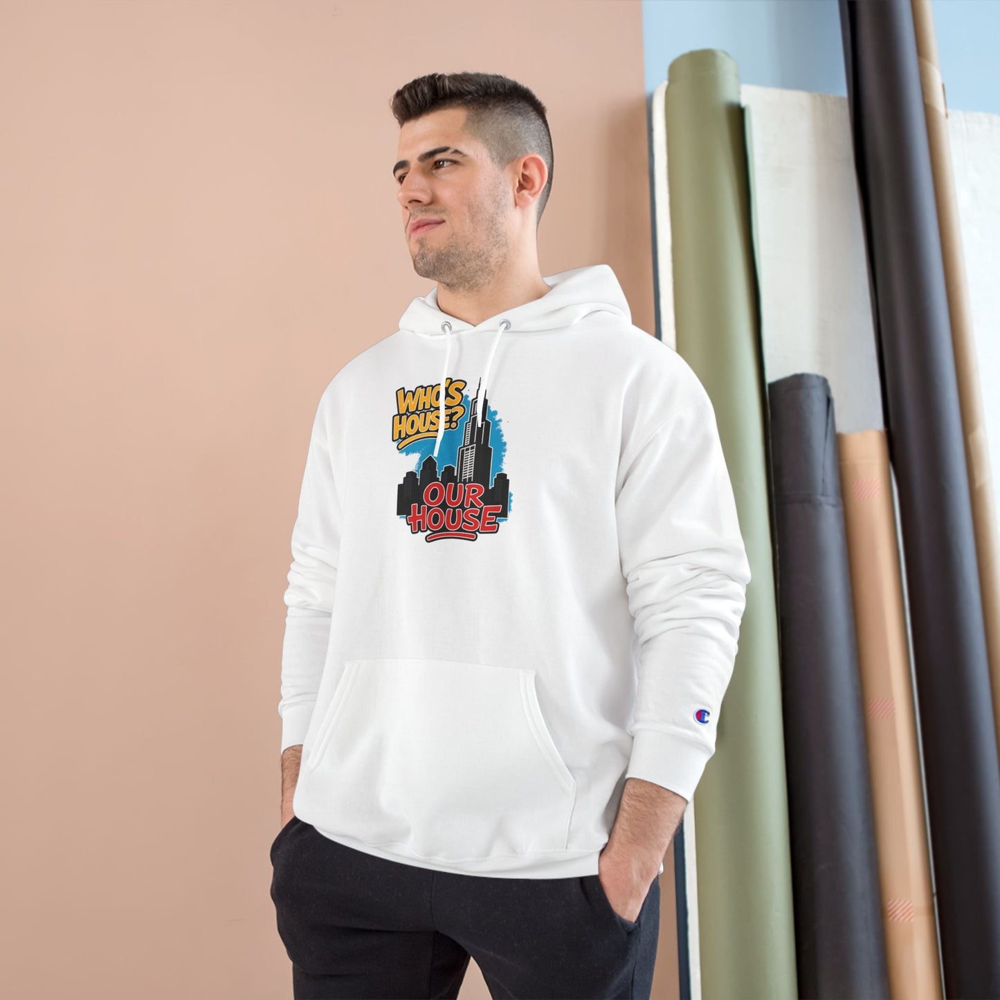 Chicago Our House. Urban Fun Champion Hoodie, Streetwear Sweatshirt, Graphic Hoodie for Every Occasion, Cozy Gift for Friends, Perfect for Casual Outings