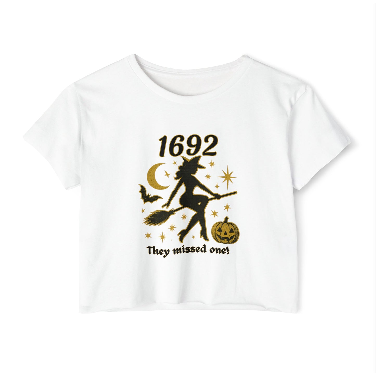 1692 Halloween Witch Crop Top, Festival Style Shirt, Autumn Fashion Tee, Casual Halloween Wear, Gift for Her, Stylish Crop Top