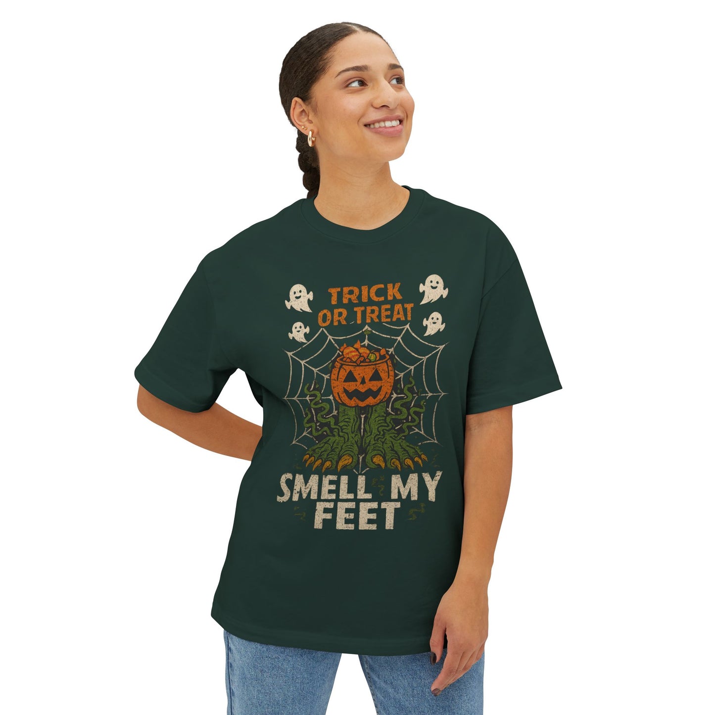 Halloween Boxy Tee, Unisex Halloween T-Shirt, Trick or Treat Shirt, Funny Holiday Tee, Spooky Season Apparel