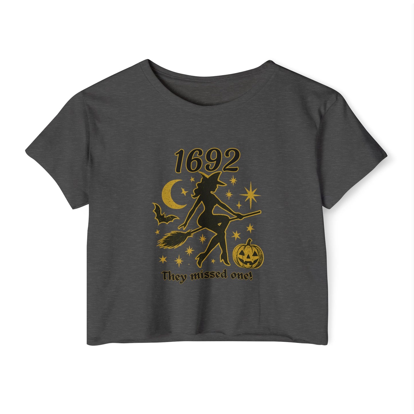 1692 Halloween Witch Crop Top, Festival Style Shirt, Autumn Fashion Tee, Casual Halloween Wear, Gift for Her, Stylish Crop Top
