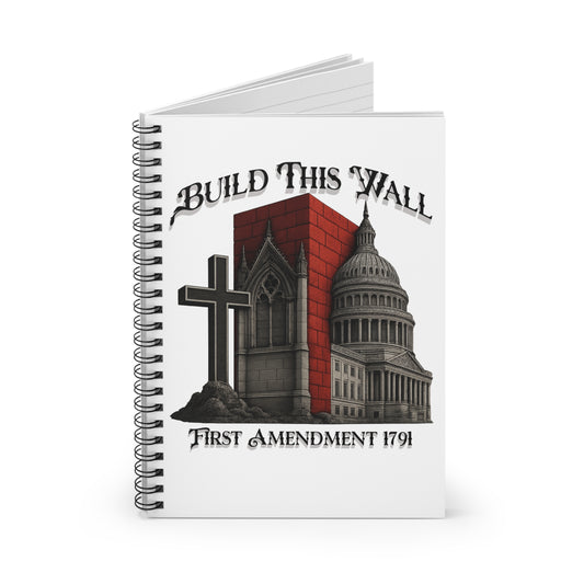 Church & State Political Spiral Notebook, Build This Wall Notepad, First Amendment Journal, Gift for Activists, Custom Writing Pad, Eco-Friendly Stationery