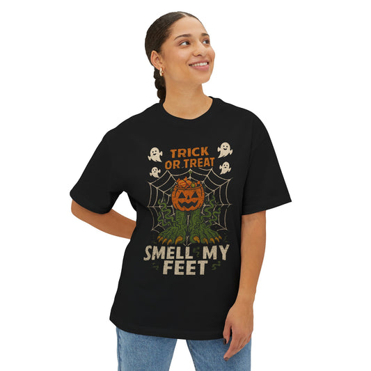 Halloween Boxy Tee, Unisex Halloween T-Shirt, Trick or Treat Shirt, Funny Holiday Tee, Spooky Season Apparel