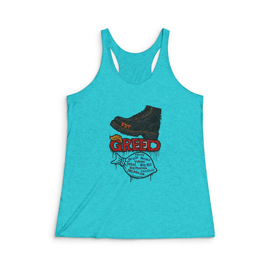 Greed Fighter Women's Tri-Blend Racerback Tank | Motivational Fitness Top | Gym Wear | Gift for Her | Inspirational Apparel | Summer Style