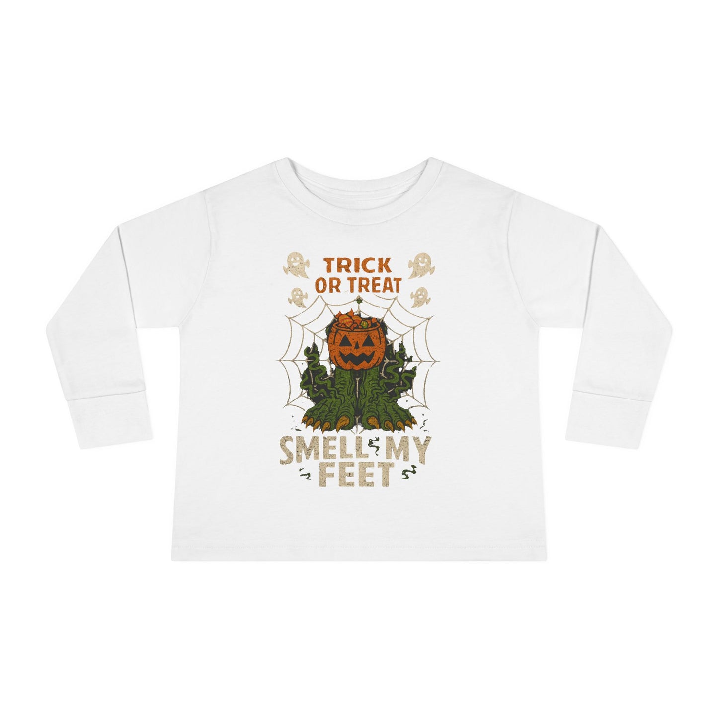 Halloween Toddler Long Sleeve Tee, Trick or Treat Shirt, Kids Pumpkin Top, Fall Apparel, Cute Halloween Outfit