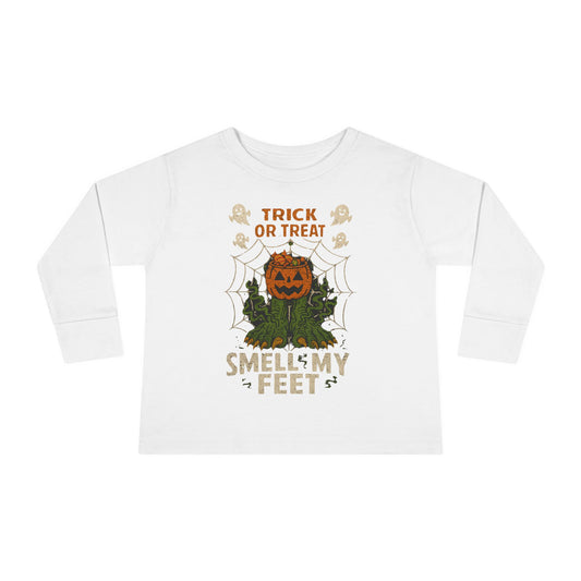 Halloween Toddler Long Sleeve Tee, Trick or Treat Shirt, Kids Pumpkin Top, Fall Apparel, Cute Halloween Outfit
