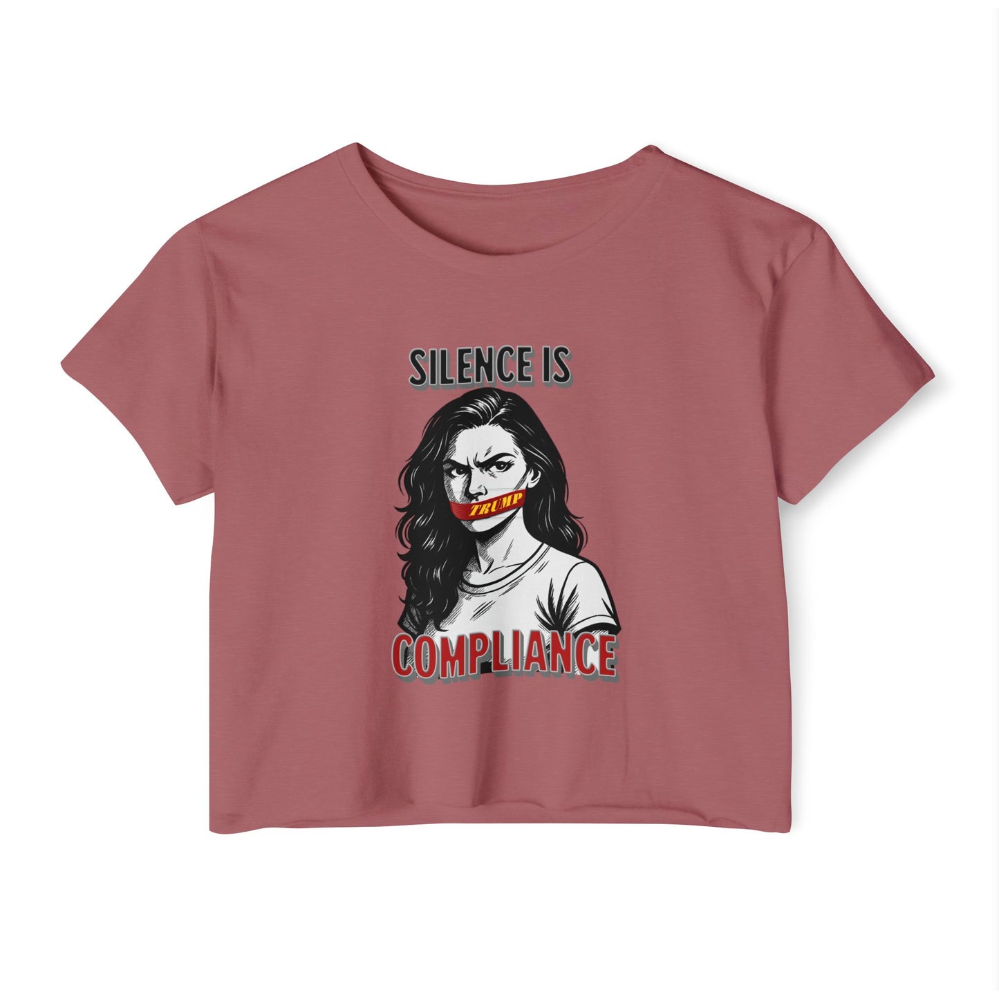 Silence is Compliance Women's Festival Crop Top, Empowering Graphic Tee, Streetwear Top, Summer Fashion, Statement Crop Shirt, Gift for Her