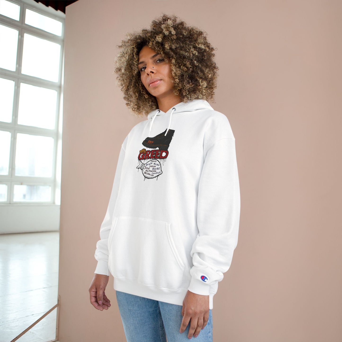 GREED Streetwear Champion Hoodie - Urban Casualwear, Trendy Outfit, Ideal Gift for Fashion Lovers