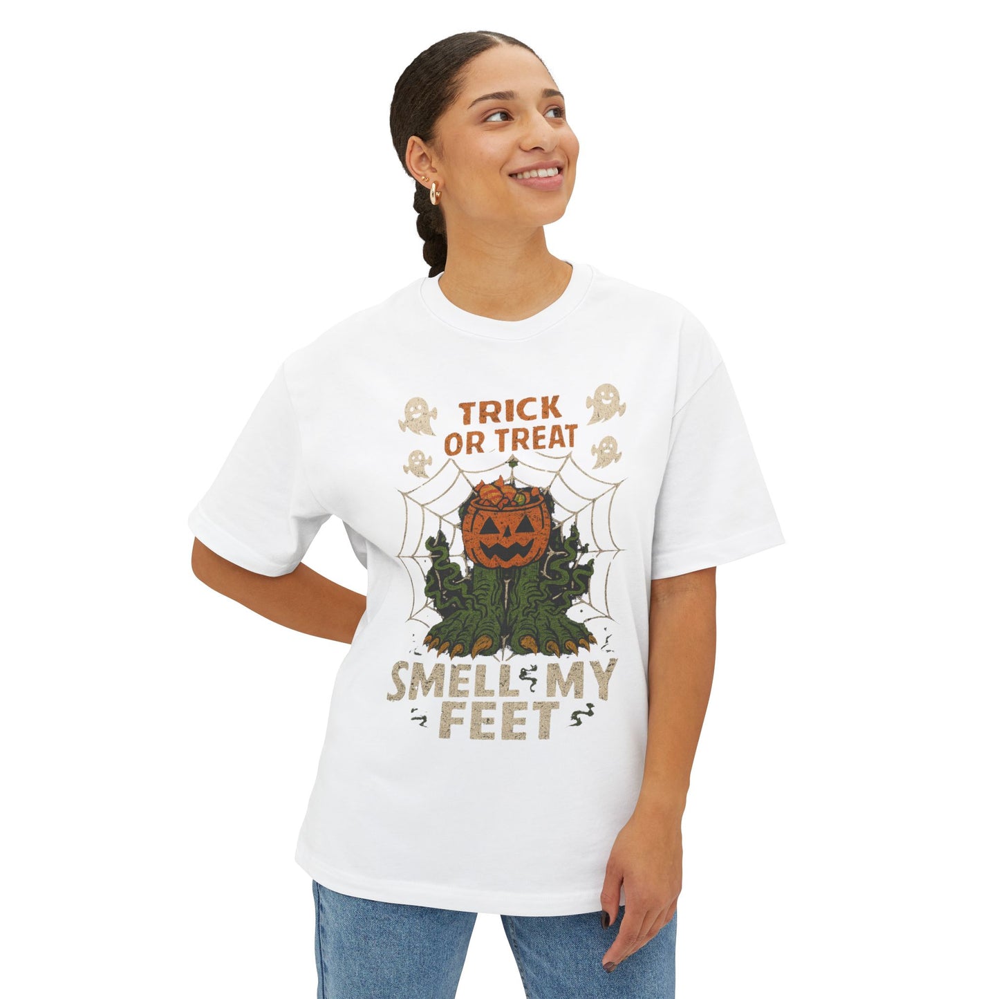 Halloween Boxy Tee, Unisex Halloween T-Shirt, Trick or Treat Shirt, Funny Holiday Tee, Spooky Season Apparel