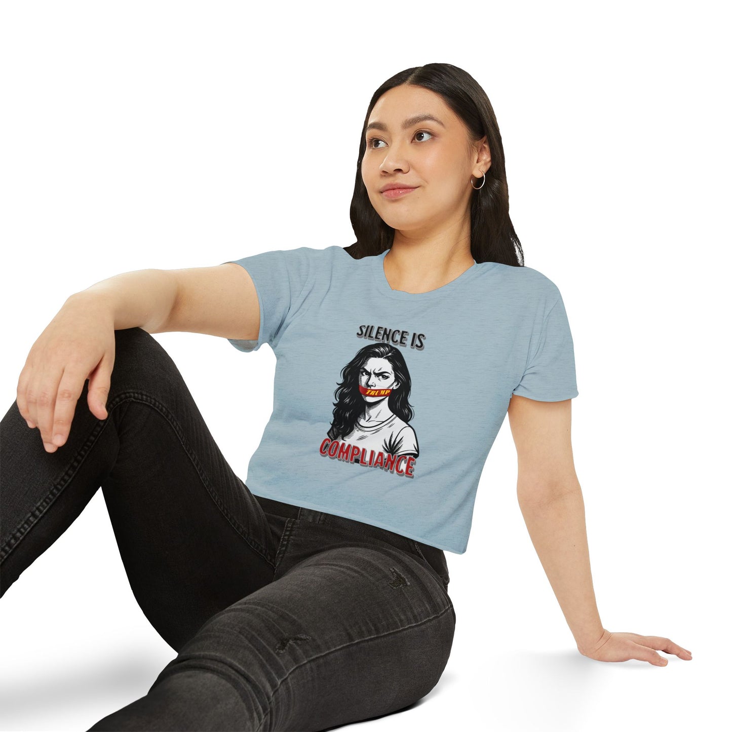 Silence is Compliance Women's Festival Crop Top, Empowering Graphic Tee, Streetwear Top, Summer Fashion, Statement Crop Shirt, Gift for Her