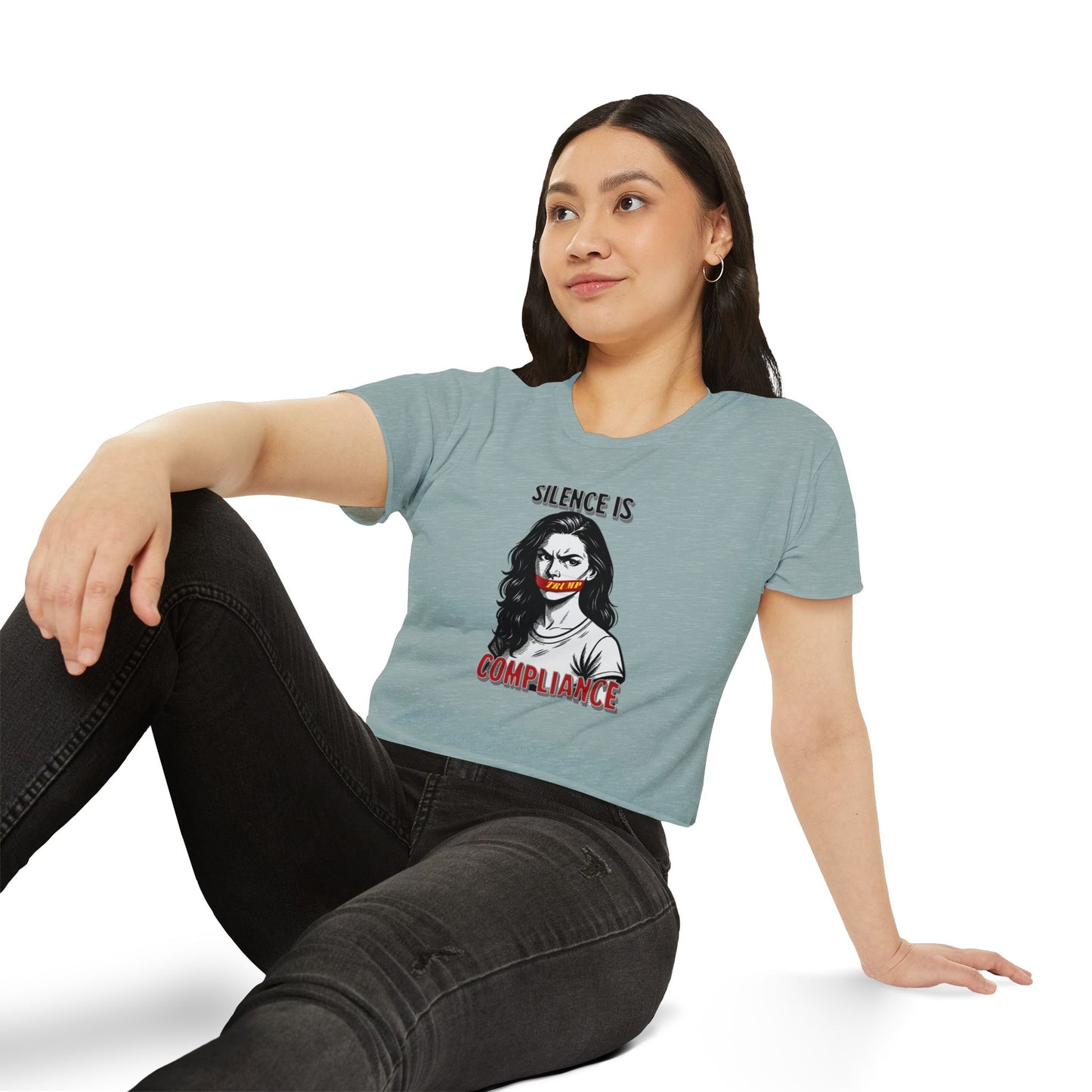 Silence is Compliance Women's Festival Crop Top, Empowering Graphic Tee, Streetwear Top, Summer Fashion, Statement Crop Shirt, Gift for Her