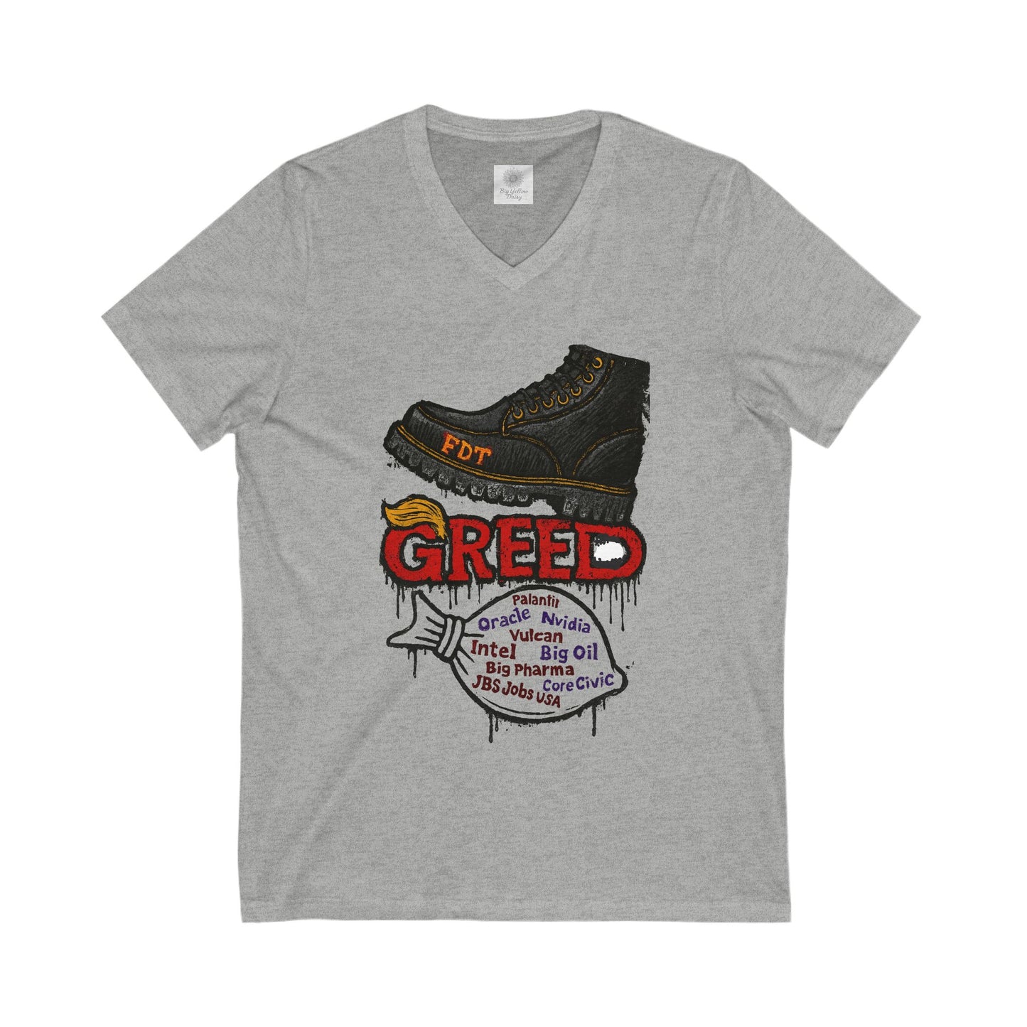 FDT- Greed- V-Neck Tee with Bold Graphic Design