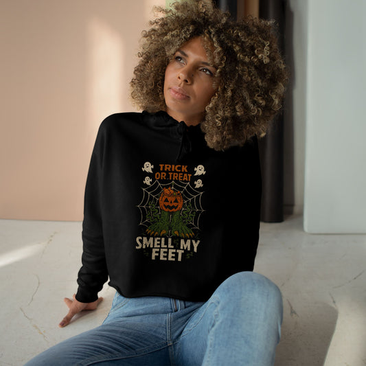 Halloween Crop Hoodie - Spooky Trick or Treat Sweatshirt, Fall Fashion, Halloween Costume, Seasonal Wear, Cozy Gift