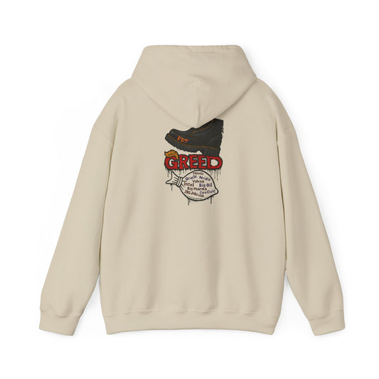 GREED Unisex Hoodie, Trendy Graphic Hoodie, Urban Style Sweatshirt, Cool Casual Apparel, Gift for Him/Her, Perfect for Festivals