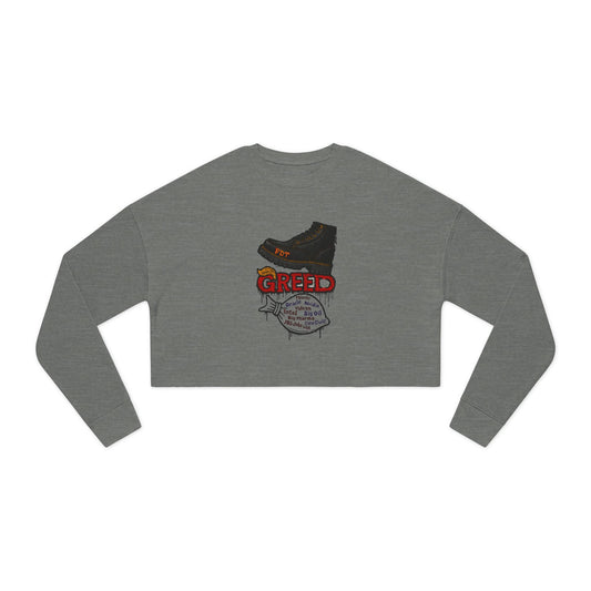 GREED Cropped Sweatshirt with Bold Graphic Design, Casual Wear, Street Style, Women's Fashion, Gift for Her, Trendy Apparel