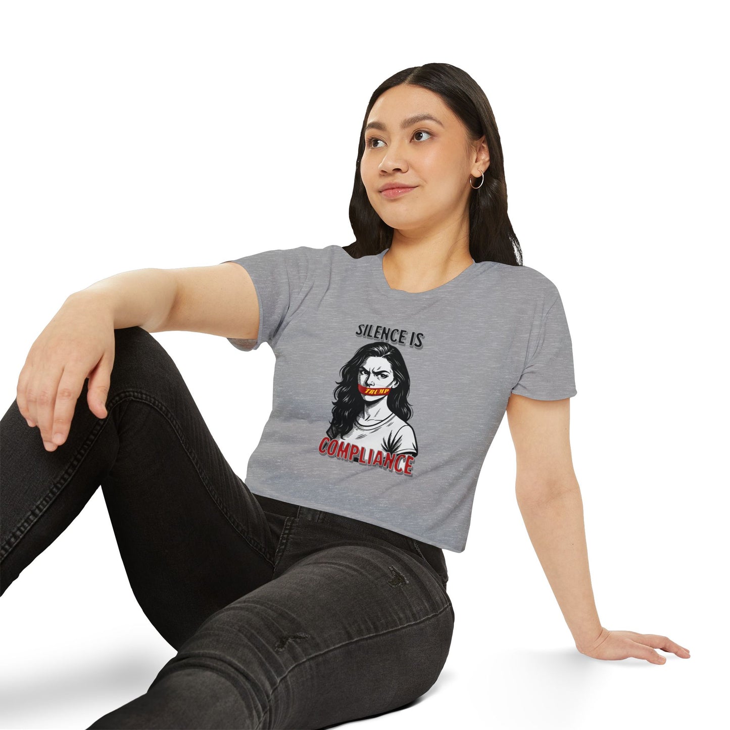 Silence is Compliance Women's Festival Crop Top, Empowering Graphic Tee, Streetwear Top, Summer Fashion, Statement Crop Shirt, Gift for Her