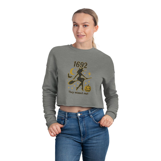 Women's Halloween Cropped Sweatshirt – Witchy Vibe, Spooky Season, Cozy Fall Fashion, Halloween Party, Casual Chic