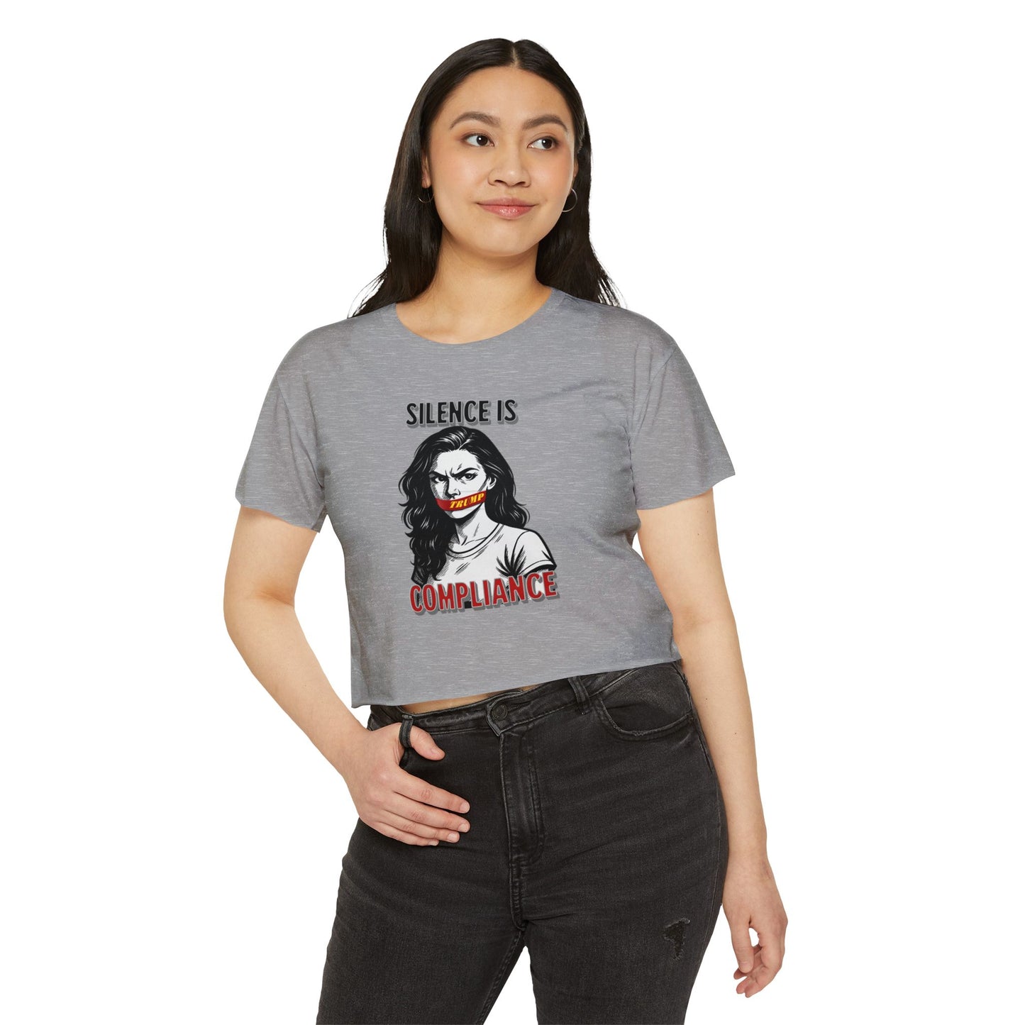 Silence is Compliance Women's Festival Crop Top, Empowering Graphic Tee, Streetwear Top, Summer Fashion, Statement Crop Shirt, Gift for Her