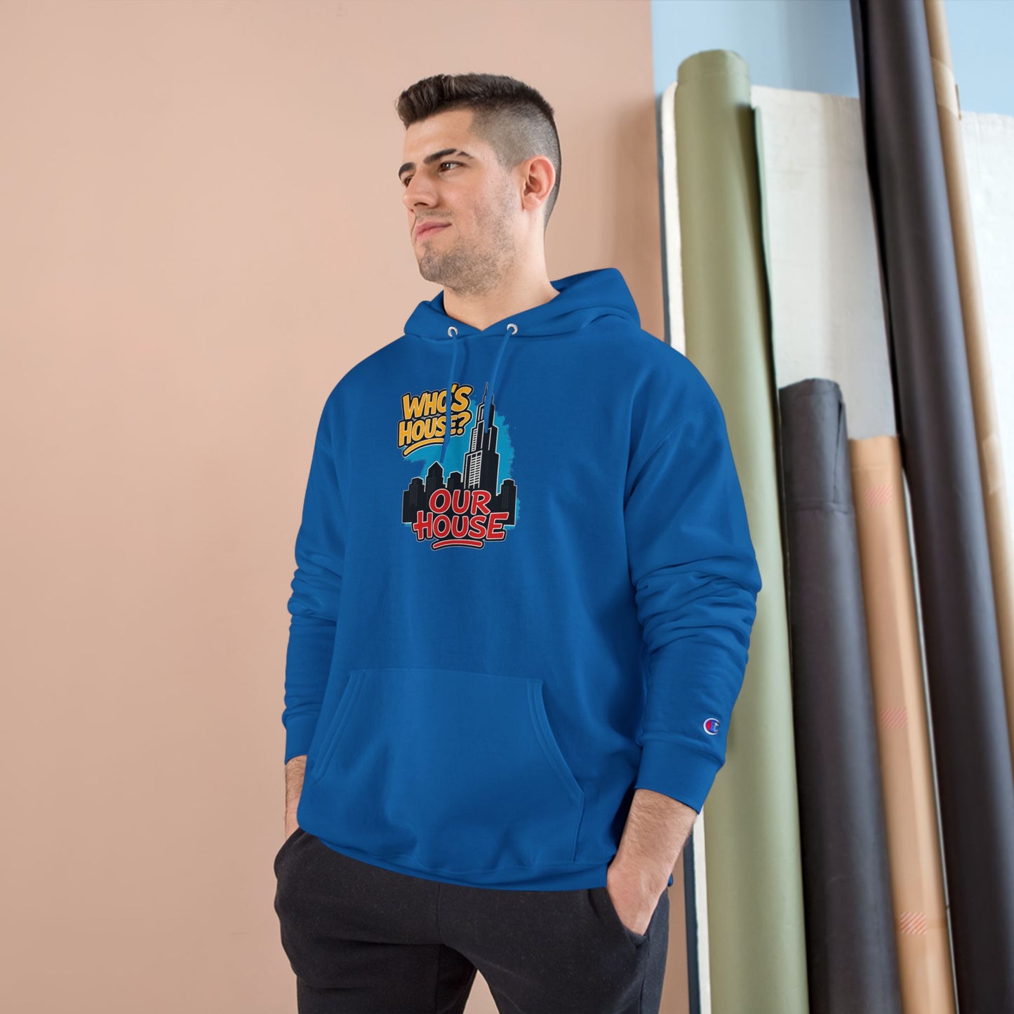 Chicago Our House. Urban Fun Champion Hoodie, Streetwear Sweatshirt, Graphic Hoodie for Every Occasion, Cozy Gift for Friends, Perfect for Casual Outings