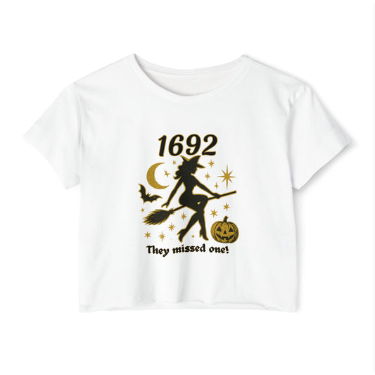 1692 Halloween Witch Crop Top, Festival Style Shirt, Autumn Fashion Tee, Casual Halloween Wear, Gift for Her, Stylish Crop Top