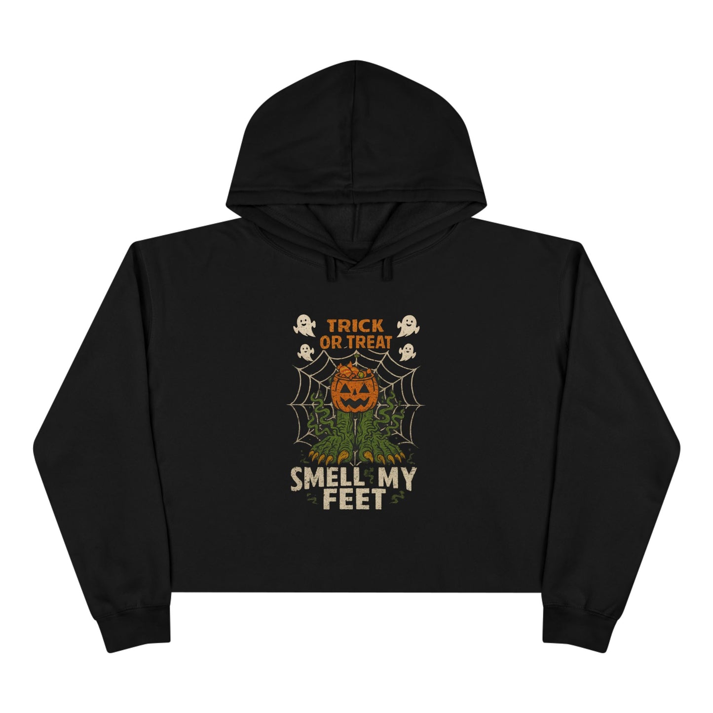 Halloween Crop Hoodie - Spooky Trick or Treat Sweatshirt, Fall Fashion, Halloween Costume, Seasonal Wear, Cozy Gift