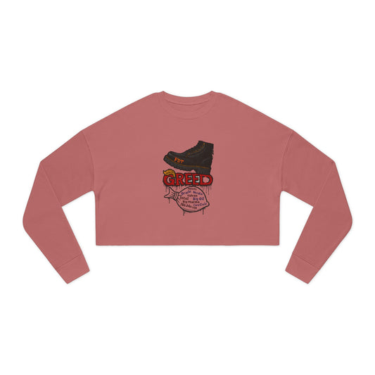 GREED Cropped Sweatshirt with Bold Graphic Design, Casual Wear, Street Style, Women's Fashion, Gift for Her, Trendy Apparel